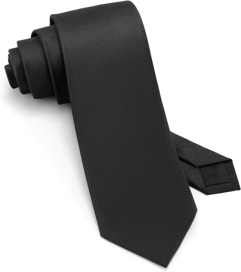 Junmaxroad Store 63'' XL Black Ties For Men Solid Color Extra Long Neckties 3.35" (8.5CM) Men's Big and Tall Ties with Gift Box - Image 1